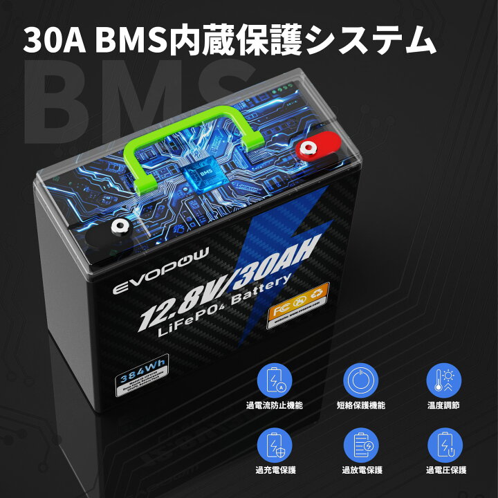 楽天市場】リン酸鉄リチウムイオンバッテリー 12.8V 30Ah 容量384Wh 