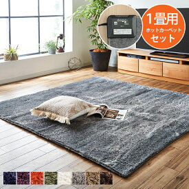 ホットカーペット 本体 1畳セット + シャギー調 カバー ラグ 「 レスト 」 90×185cm 7色展開 ホットカーペット 1畳 カバー 無地 長方形 モダン おしゃれ カバー ミニ 一人用 足用 フローリング調