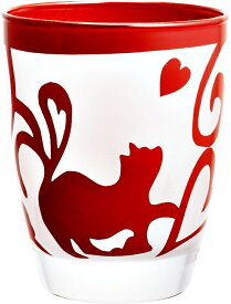 華道家・假屋崎省吾デザイン漆芸ガラスフリーグラス ネコ・赤《当店オリジナル商品 東北復興支援 桐箱入り マイグラスや記念品、海外向けギフトにも最適≫
