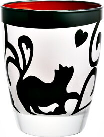 華道家・假屋崎省吾デザイン漆芸ガラスフリーグラス ネコ・黒《当店オリジナル商品 東北復興支援 桐箱入り マイグラスや記念品、海外向けギフトにも最適≫