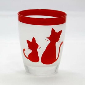 会津塗 漆芸ガラス 漆芸グラス親子ねこ　赤《テーブルに華を添える器として海外向けギフト 記念品にもマイグラスにも最適好評ラッピング可 箱入りです。》