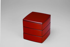 会津漆器・会津塗・重箱古代朱　5.5　胴張　三段重（漆・手塗）お正月・お祝い・おせち・お重にも
