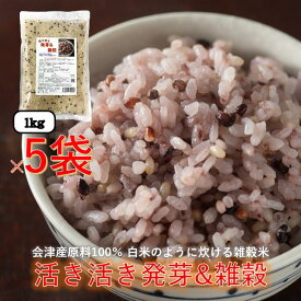 発芽＆雑穀 【レビューで200円クーポンプレゼント】5kg(1kg×5袋) お徳用 送料無料 沖縄離島は別途送料 雑穀米 発芽玄米 無洗米 雑穀 会津産 100% コシヒカリ ふくしまクーポン 旬食福来