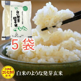 ポイント8倍 食べやすい発芽玄米 白い発芽胚芽米5kg レビューで200円クーポン 1kg×5 送料無料 胚芽米 GABA ギャバ 白米モードで炊ける コシヒカリ 会津産 お米の食味ランキングで特A 食物繊維 カルシウム マグネシウム カリウム ビタミンE