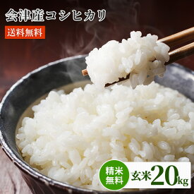 福島県 会津産 100％　令和7年産 コシヒカリ玄米20kg（包装：紙袋）　※精米無料　※白米18kg 産地直送