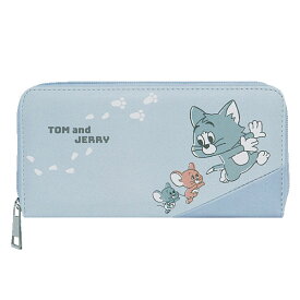 ■トムとジェリー TOMandJERRY【キャラクター 長財布 ウォレット ロングウォレット】キッズ レディース ラウンドファスナー お財布 カジュアル 誕生日 かわいい おしゃれ トムジェリ タフィー アシアト ブルー CR-121082【楽ギフ_包装選択】クラックス.