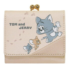 ●トムとジェリー TOMandJERRY【キャラクター 三つ折り財布 ウォレット】がま口 お財布 レディース キッズ カジュアル おしゃれ かわいい コンパクト 誕生日 ギフト トムジェリ タフィー アシアト ベージュ CR-121085【楽ギフ_包装選択】 クラックス