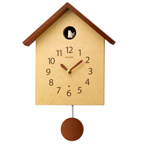 リズム時計 鳩時計 振子時計【カッコースタイル145】クオーツ 2針式 ふいご 木枠 飾り振子 アナログ ナチュラル シンプル かわいい インテリア ギフト ブラウン 4MJ441NC06【楽ギフ_包装選択】