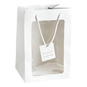 ギフト用 手提げ袋 窓付きペーパーバッグ ホワイト Sサイズ Mサイズ マチ広 ペーパーバッグ 紙袋 おしゃれ ギフト 手提げ ラッピング袋