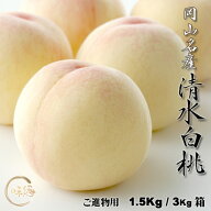 【ポイント3倍+クーポン】清水白桃 進物用 1.5Kg箱 3Kg箱 岡山県産白桃 岡山白桃物語 送料無料 収穫地を…