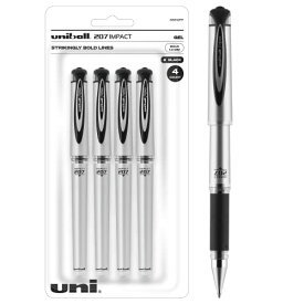 【中古】【未使用・未開封品】uni-ball 207 インパクトゲルペン ボールドポイント (1.0mm) ブラック 4本