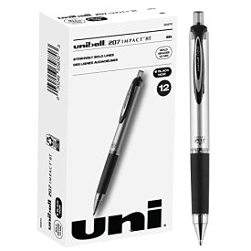 【中古】【未使用・未開封品】uni-ball 207 Impact Retractable Gel Pens, Bold Point (1.0mm), Black, 12 Count