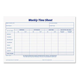【中古】【未使用・未開封品】TOPS Weekly Employee Time Sheet, 22cm x 14cm, 100 Sheets per Pad, 2 Pads/Pack (30071)