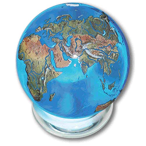 『1年保証』 Stand Glass Continents, Earth Natural with Sphere Earth Crystal 【中古】【未使用・未開封品】Aqua Included, Gifts & Globes Marbles, by Diameter Inch 1.4 その他