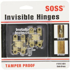 【中古】【未使用・未開封品】SOSS Mortise Mount Invisible Hinges with 4 Holes, Zinc, Satin Brass Finish, 1-11/16 Leaf Height, 3/8 Leaf Width, 29/64 Leaf Thickness,