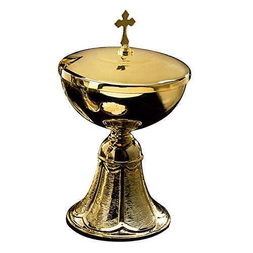 【未使用・未開封品】真鍮 ゴールドトーン 教会 礼拝 Eucharist ホスト シボリウム クロスカバー付き