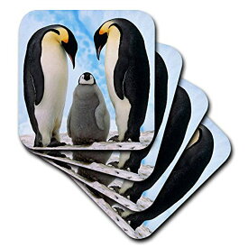 【中古】【未使用・未開封品】(set-of-8-Soft) - 3dRose LLC cst_4180_2 Emperor Penguin Family Soft Coasters, Set of 8