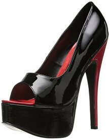 【中古】【未使用・未開封品】Ellie Shoes E-652-Bonnie 6.5" Stiletto Heel Open Toe Pump. Black/Red 13
