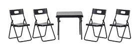 【中古】【未使用・未開封品】Dollhouse Miniature 5-Pc. Black Metal Folding Table & Chairs Set