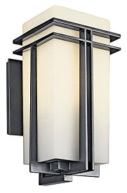 【中古】【未使用・未開封品】Kichler Lighting 49202BK Tremillo 17-1/2-Inch Light Outdoor Wall Lantern, Black with Satin-Etched Cased Opal Glass by Kichler Lighting