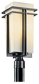 【中古】【未使用・未開封品】Kichler Lighting 49207BK Tremillo 20-Inch Light Outdoor Post Lantern, Black with Satin-Etched Cased Opal Glass by Kichler Lighting [並
