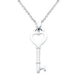 【中古】【未使用・未開封品】The World Jewelry Center 14Kホワイトゴールド My Heart Key to My Heart ペンダント 1.2mmケーブルチェーンネックレス, ゴールド