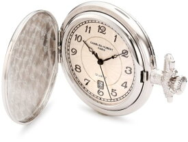 【中古】【未使用・未開封品】Charles-Hubert Paris 3923 Chrome Finish Off-White Dial with Date Pocket Watch