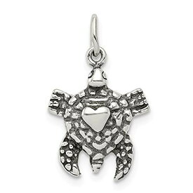 【中古】【未使用・未開封品】スターリングシルバーアンティークSea Turtle Charm On Aスターリングシルバーチェーンネックレス、16インチ- 20インチ