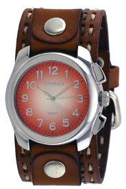 【中古】【未使用・未開封品】ネメシス# lbdt091?NメンズWide Brown Leather Cuff Bandグラデーションオレンジダイヤル腕時計