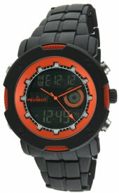 【中古】【未使用・未開封品】Peugeot メンズ 1024 デジタル クロノグラフ ブラック オレンジ 腕時計