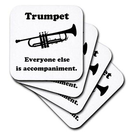 【中古】【未使用・未開封品】(set-of-8-Soft) - 3dRose cst_123063_2 Trumpet Everyone Else Is Just Accompaniment Soft Coasters, Set of 8
