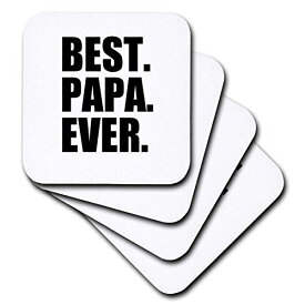 【中古】【未使用・未開封品】(set-of-4-Soft) - 3dRose cst_151489_1 Best Papa Ever Gifts for Dads Father Nicknames Good for Fathers Day Black Text Soft Coasters, Set