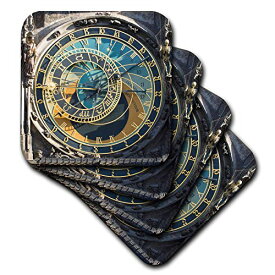 【中古】【未使用・未開封品】(set-of-4-Soft) - 3dRose cst_81259_1 Astronomical Clock, Orloj, Prague, Czech RepubLIc Eu06 Tha0021 Tom Haseltine Soft Coasters, Set of