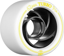 【中古】【未使用・未開封品】(62mm, White) - Rollerbones Turbo 94A Speed/Derby Wheels with an Aluminium Hub (Set of 8)