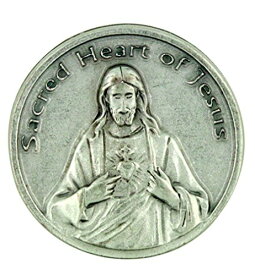 【中古】【未使用・未開封品】The Sacred Heart of Jesus Christシルバートーンポケットトークンwith Prayer Back