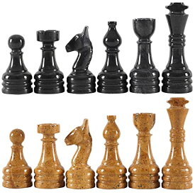 【中古】【未使用・未開封品】RADICALn Dark Brown and Light Brown Marble Big Chess Figures - Complete 32 figures - Suitable for 16 to 20 inches Chess