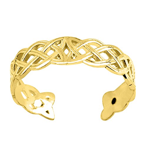 【中古】【未使用・未開封品】14K Yellow Gold Celtic Knot Weave Design Cuff Style Adjustable Toe Ring 4mm：AJIMURA-SHOP