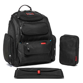【中古】【未使用・未開封品】Bag Nation Diaper Bag Backpack W/Stroller Straps - High-Quality & Durable - Changing Pad & Sundry Bag Included - Black by Bag Nation