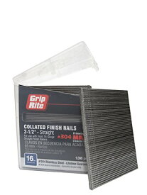 【中古】【未使用・未開封品】Grip Rite Prime Guard MAXB64874 16-Gauge 304-Stainless Steel Straight Finish Nails in Belt Clip Box (Pack of 1000), 2-1/2"