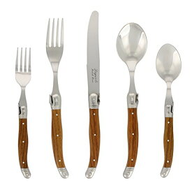 【中古】【未使用・未開封品】French Home, LLC 20 Piece Laguiole Flatware Set, Wood Grain by French Home