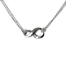 【中古】【未使用・未開封品】925 Sterling Silver Infinity Double Chain Pendant Necklace, 18, Gift for Women Girls Teens by Fervent