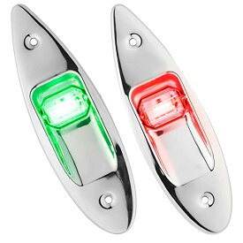 【中古】【未使用・未開封品】Five Oceans BC-3840 LED ナビゲーション サイドライト ペア ステンレススチール - レッド&グリーン - 12V