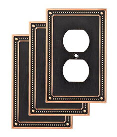 【中古】【未使用・未開封品】(3 Pack, Bronze With Copper Highlights) - Franklin Brass W35059V-VBC-C Classic Beaded Single Duplex Wall Plate/Switch Plate/Cover (3 Pa