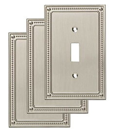 【中古】【未使用・未開封品】(3 Pack, Satin Nickel) - Franklin Brass W35058V-SN-C Classic Beaded Single Switch Wall Plate/Switch Plate/Cover (3 Pack), Satin Nickel