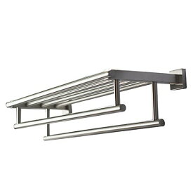 【中古】【未使用・未開封品】QT Premium Modern Double Hanging Quadruple Towel Bar Rack w/ Square Base (61 cm)- Brushed Finish, Stainless Steel, Water and Rust Proof