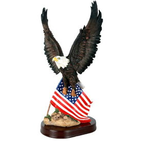 【中古】【未使用・未開封品】American Eagle With American Flag Stars and Stripes古いSpangled Banner Statue木製ベースFigurineホーム装飾ギフト18インチ
