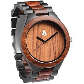 【中古】【未使用・未開封品】Treehut メンズ 木製 シルバー ステンレススチール 高品質 腕時計 クォーツ アナログ 腕時計, ナチュラルブラウンレッドウッド3