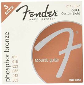 【中古】【未使用・未開封品】Fender アコースティックギター弦 Phosphor Bronze Acoustic Guitar Strings, Ball End, 60CL .011-.052 Gauges, 3-Pack