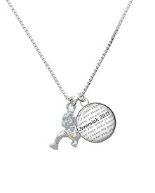 【中古】【未使用・未開封品】Silvertoneソフトボールキャッチャー???Bible verse Jeremiah 29?: 11ガラスドームNecklace , 18?" + 2?"