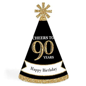 【中古】【未使用・未開封品】Adult 90th Birthday - Gold - Cone Birthday Party Hats - Set of 8 (Adult Size)